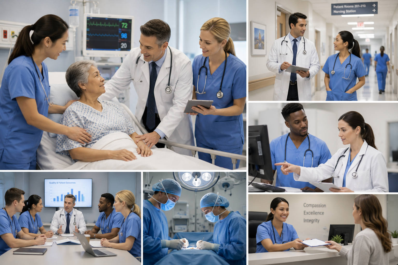 Hospital care teams coordinating patient coverage